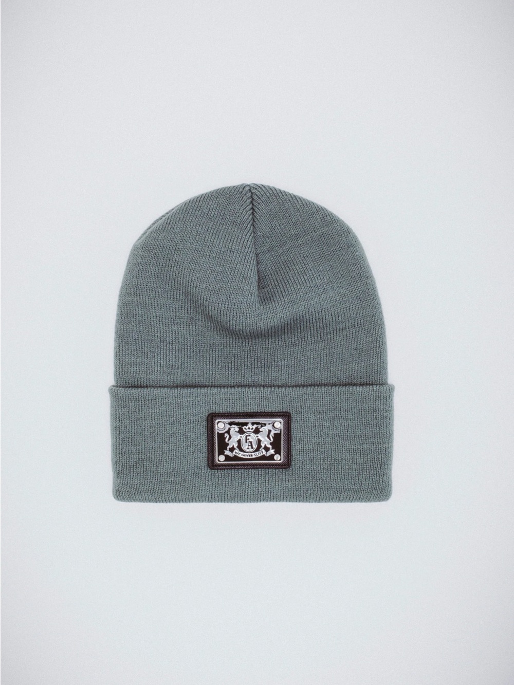 (FA) FuckingAwesome x Hockey - Gray Unisex Knit “metal crest” Cuffed Beanie